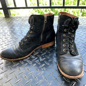 Black Leather Combat Boots